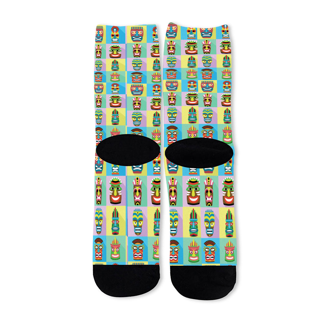 Colorful Tiki Pattern Print Long Socks