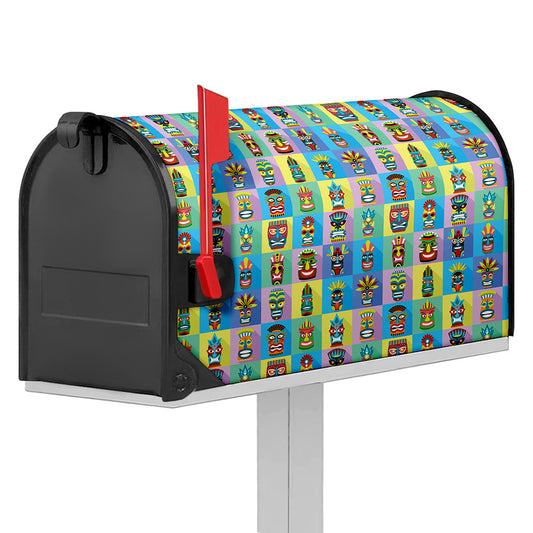 Colorful Tiki Pattern Print Mailbox Cover