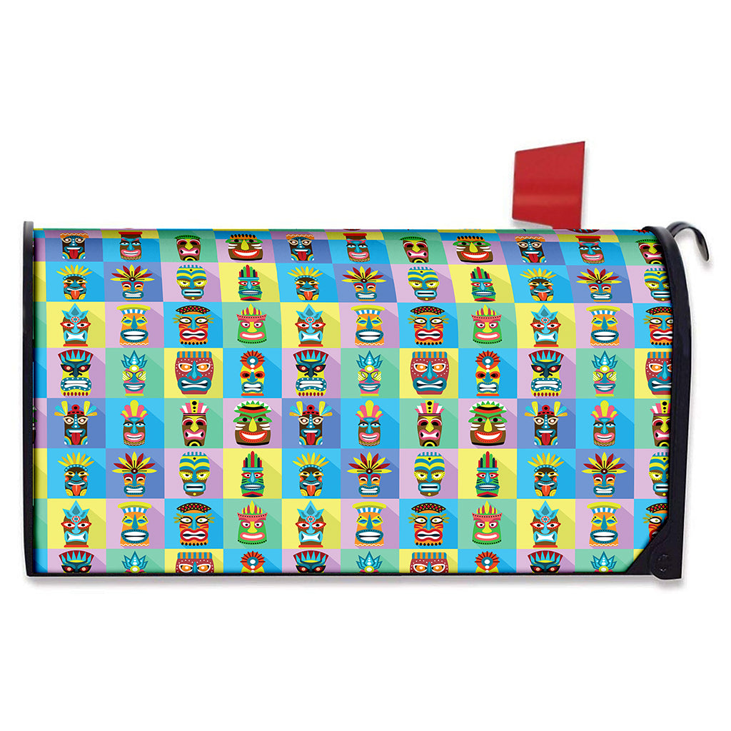 Colorful Tiki Pattern Print Mailbox Cover