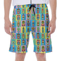 Colorful Tiki Pattern Print Men's Beach Shorts