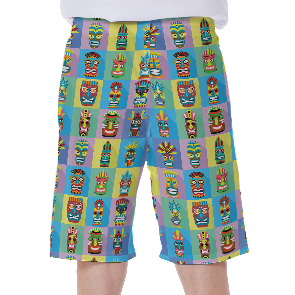 Colorful Tiki Pattern Print Men's Beach Shorts