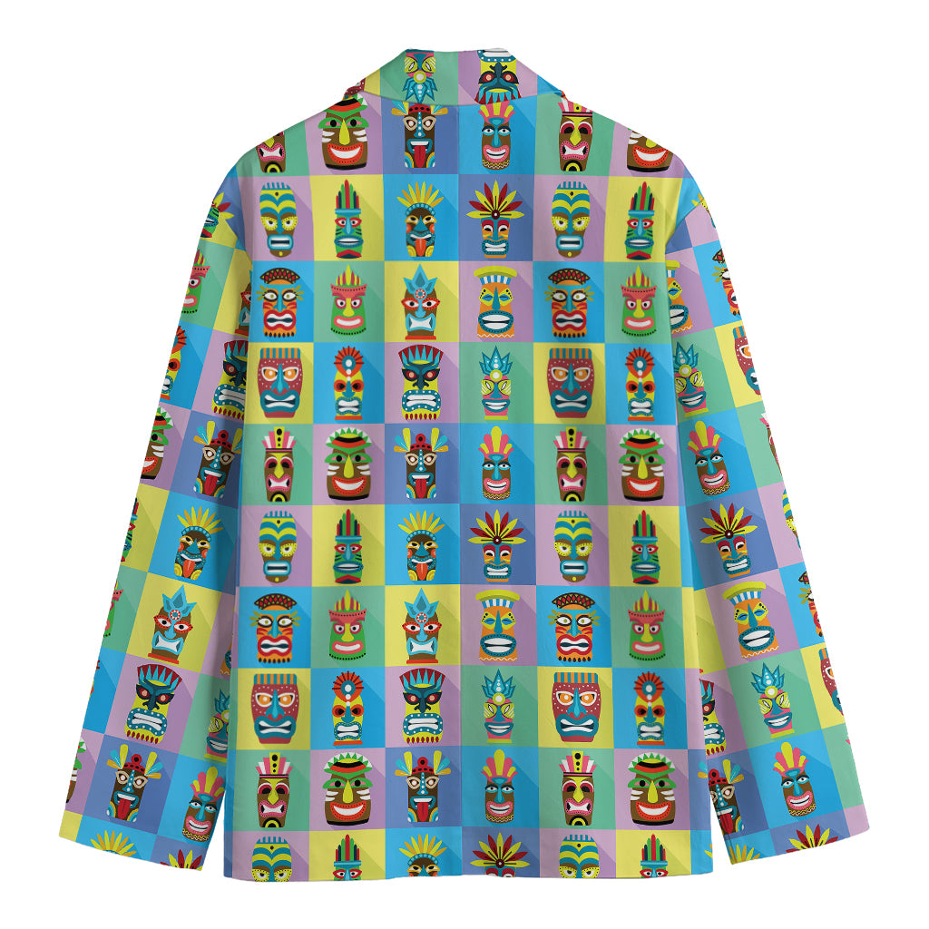Colorful Tiki Pattern Print Men's Blazer