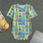 Colorful Tiki Pattern Print Men's Bodysuit
