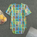 Colorful Tiki Pattern Print Men's Bodysuit