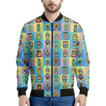 Colorful Tiki Pattern Print Men's Bomber Jacket