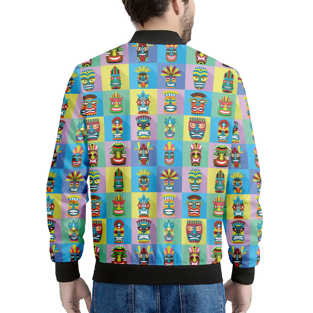Colorful Tiki Pattern Print Men's Bomber Jacket