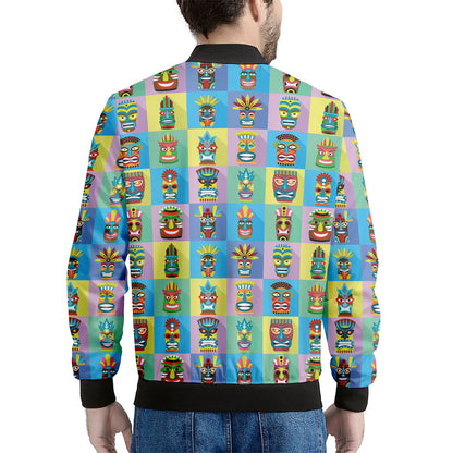 Colorful Tiki Pattern Print Men's Bomber Jacket