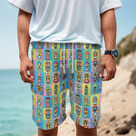 Colorful Tiki Pattern Print Men's Cargo Shorts
