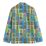 Colorful Tiki Pattern Print Men's Cotton Blazer