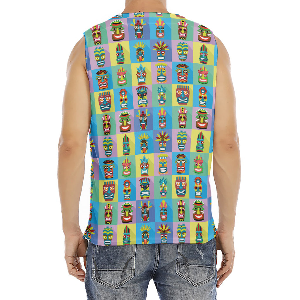 Colorful Tiki Pattern Print Men's Fitness Tank Top