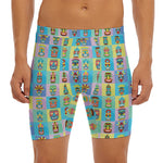 Colorful Tiki Pattern Print Men's Long Boxer Briefs