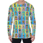 Colorful Tiki Pattern Print Men's Long Sleeve T-Shirt