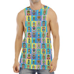 Colorful Tiki Pattern Print Men's Muscle Tank Top
