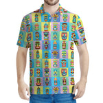 Colorful Tiki Pattern Print Men's Polo Shirt