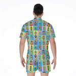 Colorful Tiki Pattern Print Men's Rompers