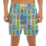 Colorful Tiki Pattern Print Men's Split Running Shorts