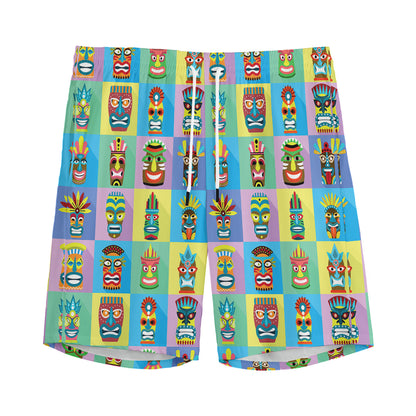 Colorful Tiki Pattern Print Men's Sports Shorts