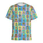 Colorful Tiki Pattern Print Men's Sports T-Shirt
