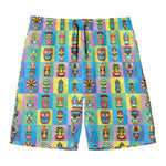 Colorful Tiki Pattern Print Men's Swim Trunks
