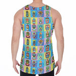 Colorful Tiki Pattern Print Men's Velvet Tank Top