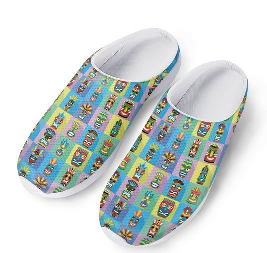 Colorful Tiki Pattern Print Mesh Casual Shoes