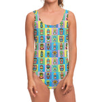 Colorful Tiki Pattern Print One Piece Swimsuit