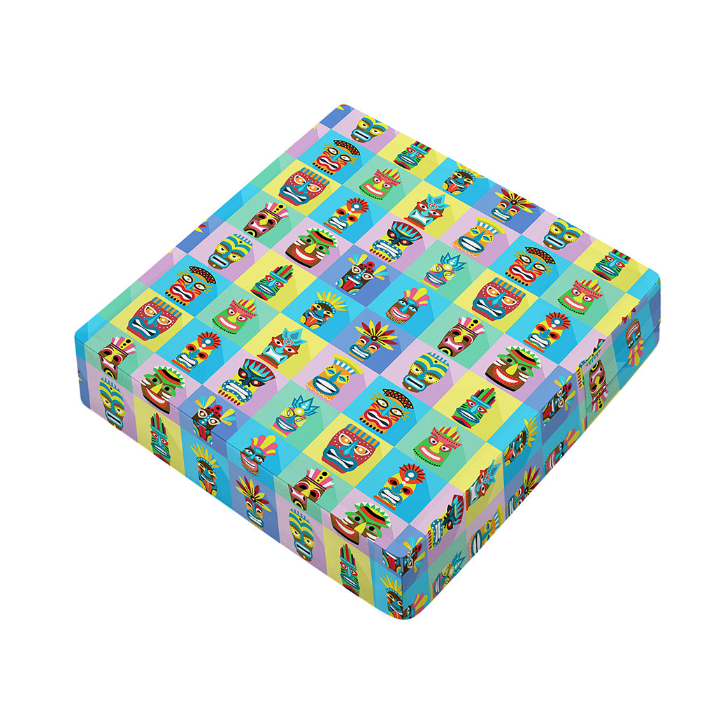 Colorful Tiki Pattern Print Outdoor Seat Cushion Cover