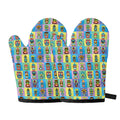 Colorful Tiki Pattern Print Oven Mitts
