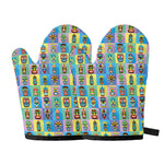 Colorful Tiki Pattern Print Oven Mitts