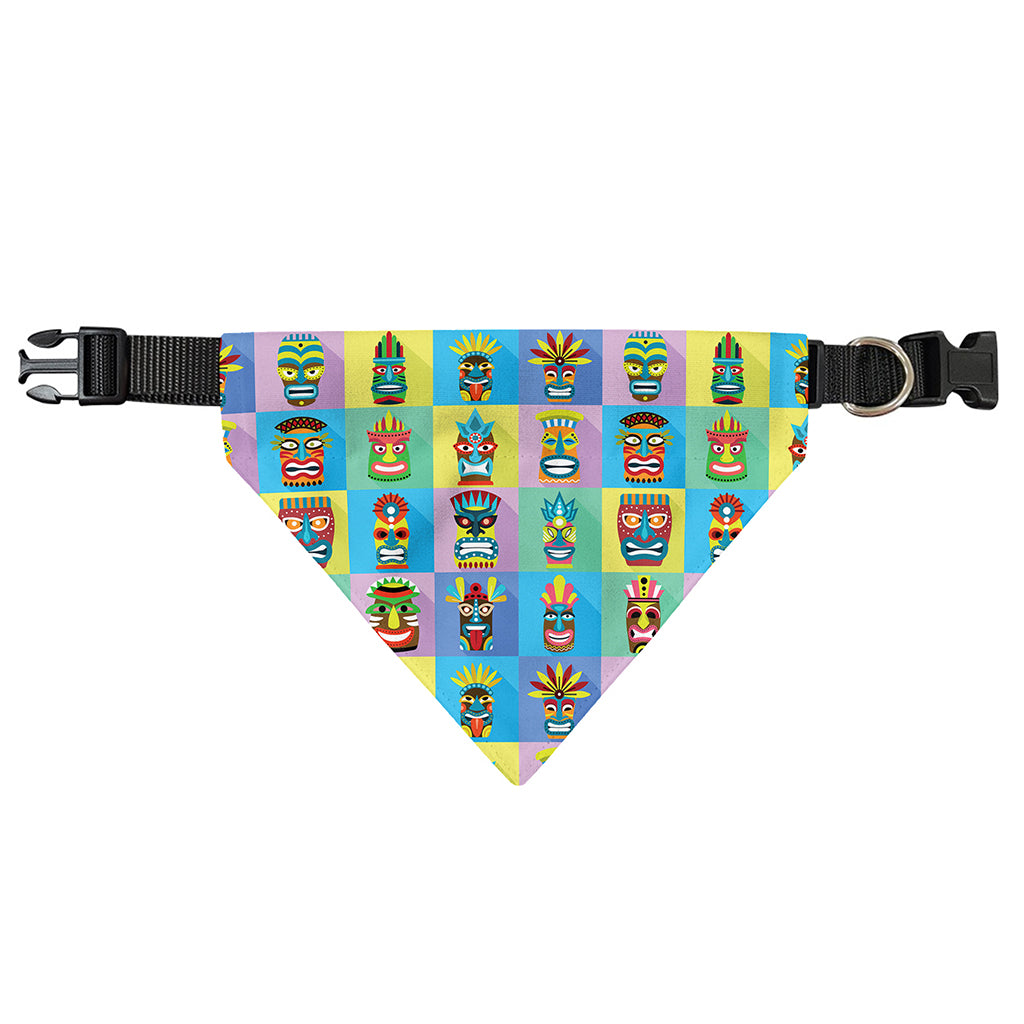 Colorful Tiki Pattern Print Over The Collar Dog Bandana
