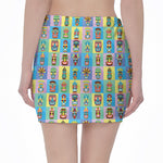 Colorful Tiki Pattern Print Pencil Mini Skirt