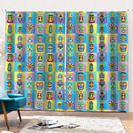 Colorful Tiki Pattern Print Pencil Pleat Curtains