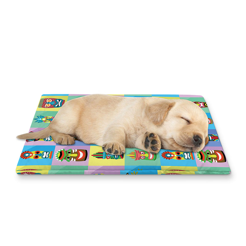 Colorful Tiki Pattern Print Pet Cooling Mat Cover