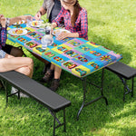 Colorful Tiki Pattern Print Picnic Table Cover