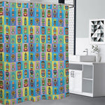 Colorful Tiki Pattern Print Premium Shower Curtain