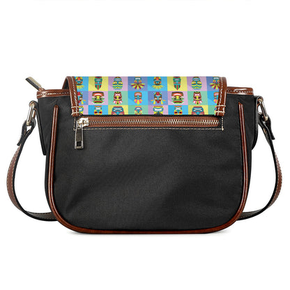 Colorful Tiki Pattern Print Saddle Bag