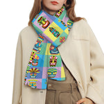 Colorful Tiki Pattern Print Scarf