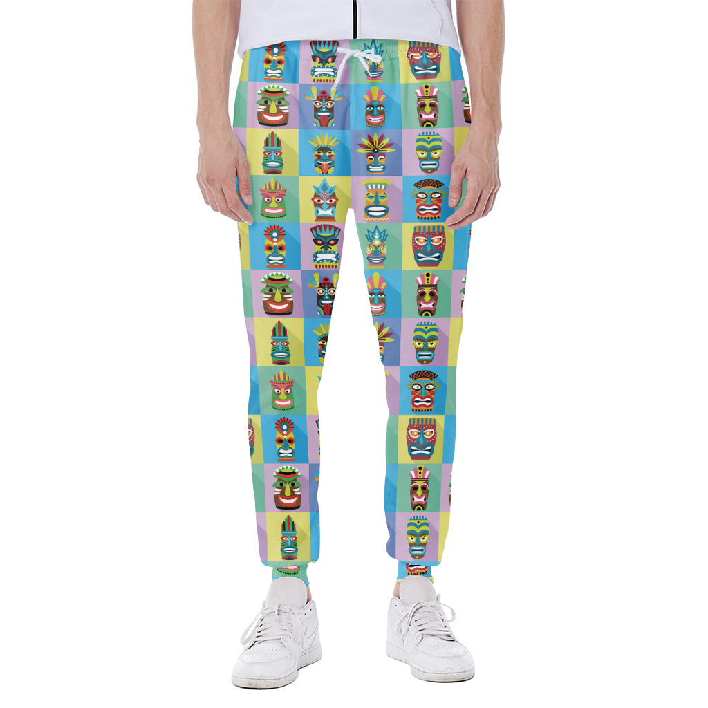 Colorful Tiki Pattern Print Scuba Joggers