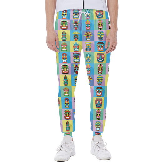 Colorful Tiki Pattern Print Scuba Joggers