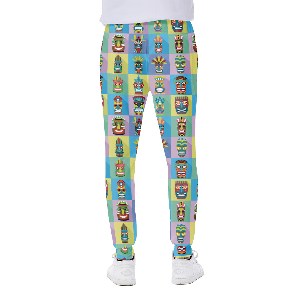 Colorful Tiki Pattern Print Scuba Joggers