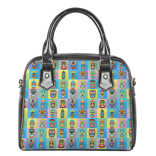Colorful Tiki Pattern Print Shoulder Handbag