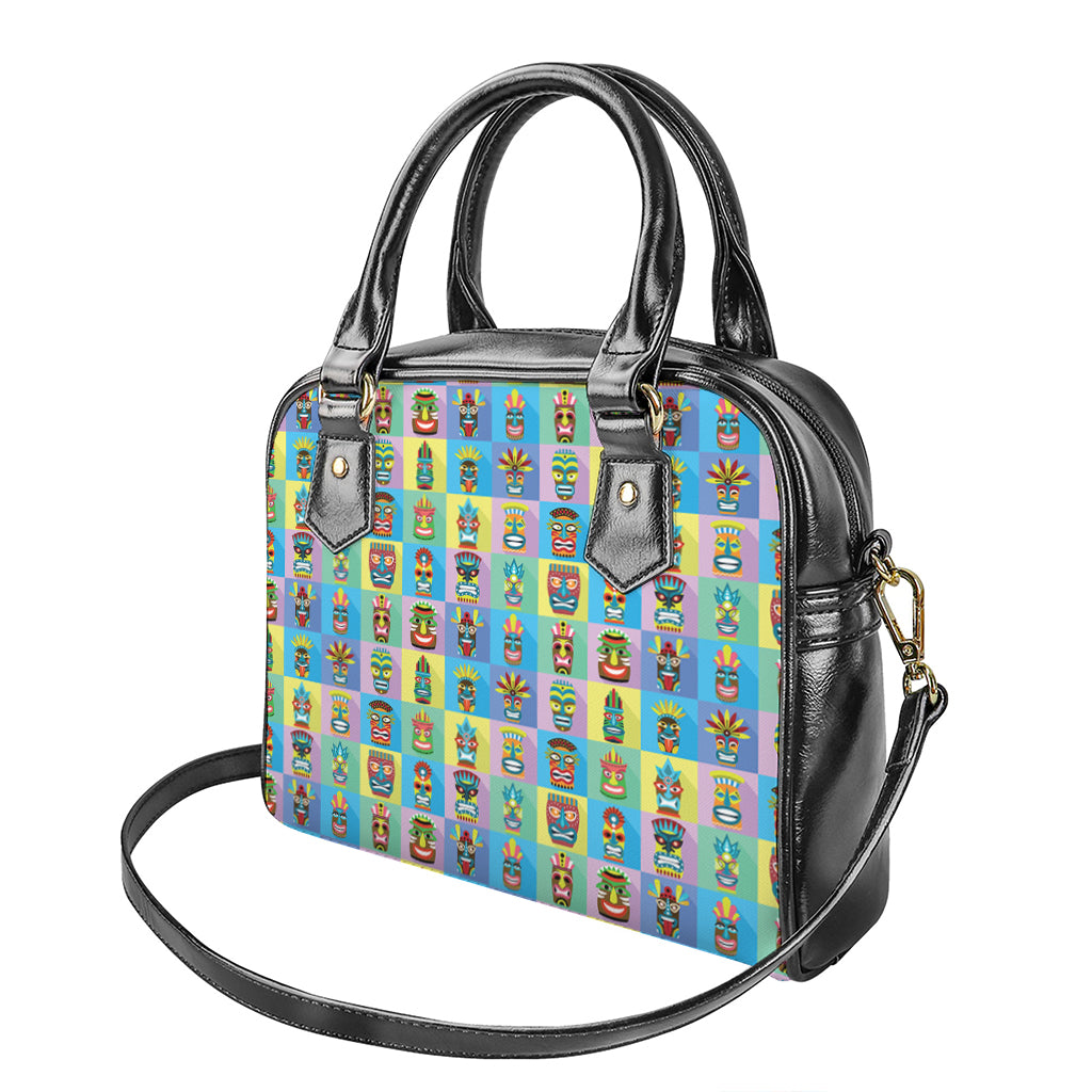 Colorful Tiki Pattern Print Shoulder Handbag