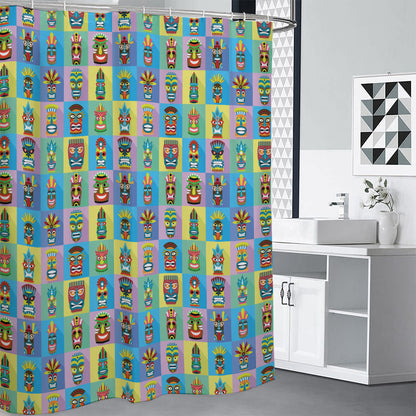 Colorful Tiki Pattern Print Shower Curtain