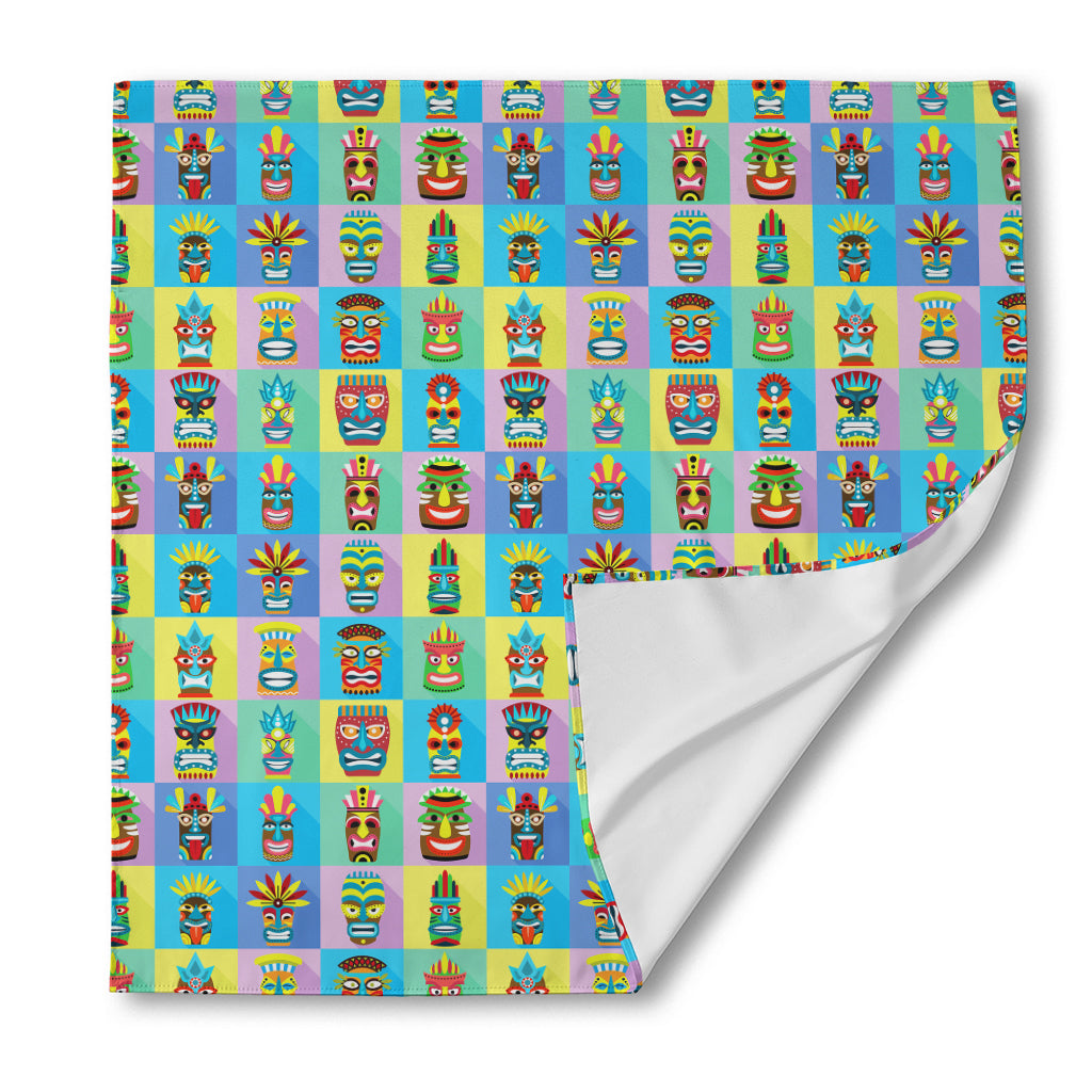 Colorful Tiki Pattern Print Silk Bandana