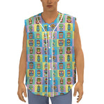 Colorful Tiki Pattern Print Sleeveless Baseball Jersey