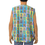 Colorful Tiki Pattern Print Sleeveless Baseball Jersey