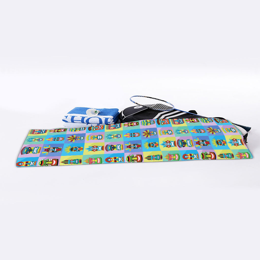 Colorful Tiki Pattern Print Sports Towel