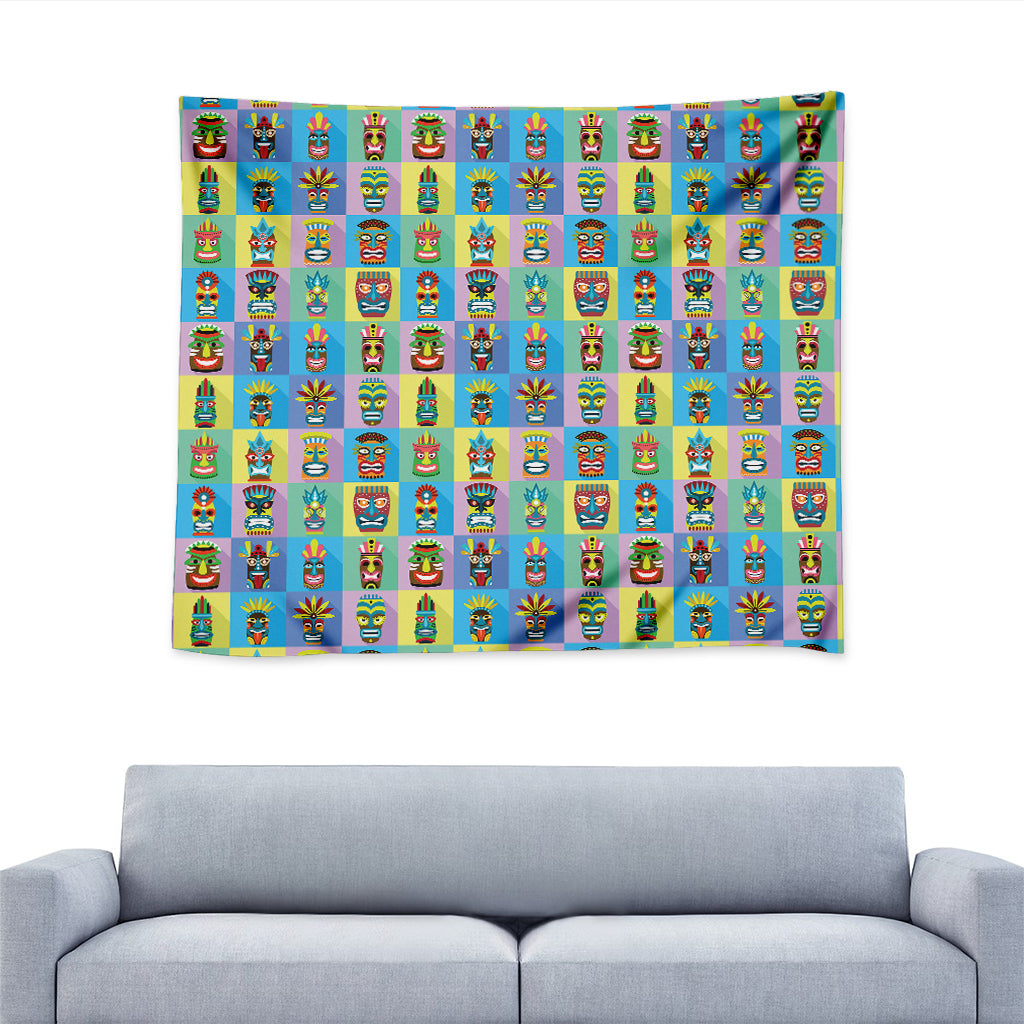 Colorful Tiki Pattern Print Tapestry