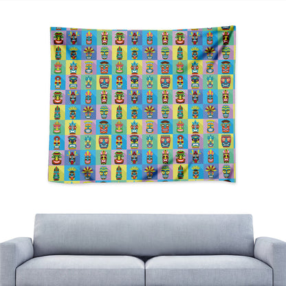 Colorful Tiki Pattern Print Tapestry