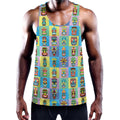 Colorful Tiki Pattern Print Men's Workout Tank Top